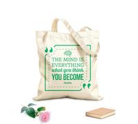 AILOONG Unbleached Canvas Tote Bag Mind Is Everything Buddha Quote Inspirational 340g/m² thick fabric Uses as a tool bag