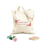 AILOONG Unbleached Canvas Tote Bag Motivation Quote Word Laundry Today Or Tomorrow Inspiring 340g/m² thick fabric Uses as a tool bag