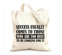 AILOONG Unbleached Canvas Tote Bag Motivational Words of Wisdom Success Quote 12 oz thick fabric Uses as a tool bag 35x40cm Large