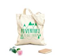 AILOONG Unbleached Canvas Tote Bag Phrase Adventure Is Out There Wildlife Mountains 340g/m² thick fabric Uses as a tool bag