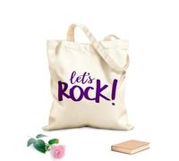 AILOONG Unbleached Canvas Tote Bag Phrase Inspirational Quote Let's Rock Home 340g/m² thick fabric Uses as a tool bag