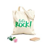 AILOONG Unbleached Canvas Tote Bag Phrase Inspirational Quote Let's Rock Home 340g/m² thick fabric Uses as a tool bag