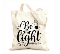 AILOONG Unbleached Canvas Tote Bag Phrase Lettering Be The Light Bulb Poster 12 oz thick fabric Uses as a tool bag 35x40cm Large