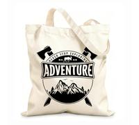 AILOONG Unbleached Canvas Tote Bag Phrase Never Stop Exploring Adventure Mountains 12 oz thick fabric Uses as a tool bag 31x36cm Medium