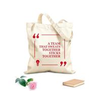 AILOONG Unbleached Canvas Tote Bag Phrase Team Work Quote Together Office 340g/m² thick fabric Uses as a tool bag
