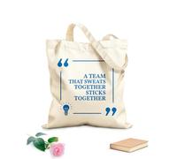 AILOONG Unbleached Canvas Tote Bag Phrase Team Work Quote Together Office 340g/m² thick fabric Uses as a tool bag