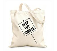 AILOONG Unbleached Canvas Tote Bag Positive Sign Keep Life Simple Quotes Wise 12 oz thick fabric Uses as a tool bag 35x40cm Large