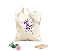AILOONG Unbleached Canvas Tote Bag Positive Sign Keep Life Simple Quotes Wise 340g/m² thick fabric Uses as a tool bag