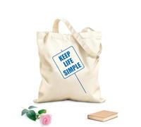 AILOONG Unbleached Canvas Tote Bag Positive Sign Keep Life Simple Quotes Wise 340g/m² thick fabric Uses as a tool bag