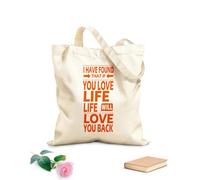 AILOONG Unbleached Canvas Tote Bag Positive Words Inspiring Mirror Love Life 340g/m² thick fabric Uses as a tool bag