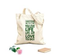 AILOONG Unbleached Canvas Tote Bag Positive Words Inspiring Mirror Love Life 340g/m² thick fabric Uses as a tool bag