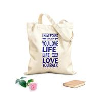 AILOONG Unbleached Canvas Tote Bag Positive Words Inspiring Mirror Love Life 340g/m² thick fabric Uses as a tool bag