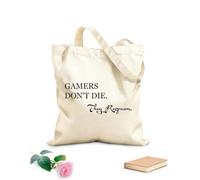 AILOONG Unbleached Canvas Tote Bag Quote games Don't Die They Respawn 12 oz thick fabric Uses as a tool bag 25x30cm Small