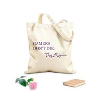 AILOONG Unbleached Canvas Tote Bag Quote games Don't Die They Respawn 340g/m² thick fabric Uses as a tool bag