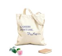 AILOONG Unbleached Canvas Tote Bag Quote games Don't Die They Respawn 340g/m² thick fabric Uses as a tool bag