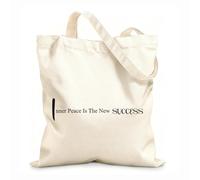 AILOONG Unbleached Canvas Tote Bag Quote Lettering Words Inspiring Success 12 oz thick fabric Uses as a tool bag 25x30cm Small