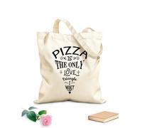 AILOONG Unbleached Canvas Tote Bag Quote Pizza Only Love Triangle Restaurant Cafe 12 oz thick fabric Uses as a tool bag 25x30cm Small