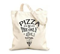 AILOONG Unbleached Canvas Tote Bag Quote Pizza Only Love Triangle Restaurant Cafe 12 oz thick fabric Uses as a tool bag 25x30cm Small