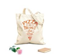 AILOONG Unbleached Canvas Tote Bag Quote Pizza Only Love Triangle Restaurant Cafe 340g/m² thick fabric Uses as a tool bag