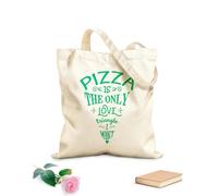 AILOONG Unbleached Canvas Tote Bag Quote Pizza Only Love Triangle Restaurant Cafe 340g/m² thick fabric Uses as a tool bag