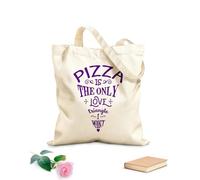 AILOONG Unbleached Canvas Tote Bag Quote Pizza Only Love Triangle Restaurant Cafe 340g/m² thick fabric Uses as a tool bag