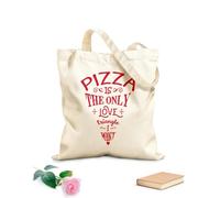 AILOONG Unbleached Canvas Tote Bag Quote Pizza Only Love Triangle Restaurant Cafe 340g/m² thick fabric Uses as a tool bag