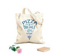 AILOONG Unbleached Canvas Tote Bag Quote Pizza Only Love Triangle Restaurant Cafe 340g/m² thick fabric Uses as a tool bag