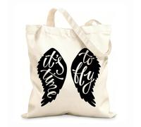 AILOONG Unbleached Canvas Tote Bag Quote Words It's Time to Fly Home 12 oz thick fabric Uses as a tool bag 31x36cm Medium