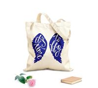 AILOONG Unbleached Canvas Tote Bag Quote Words It's Time to Fly Home 340g/m² thick fabric Uses as a tool bag