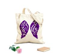 AILOONG Unbleached Canvas Tote Bag Quote Words It's Time to Fly Home 340g/m² thick fabric Uses as a tool bag