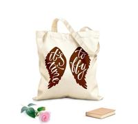 AILOONG Unbleached Canvas Tote Bag Quote Words It's Time to Fly Home 340g/m² thick fabric Uses as a tool bag
