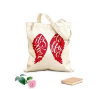 AILOONG Unbleached Canvas Tote Bag Quote Words It's Time to Fly Home 340g/m² thick fabric Uses as a tool bag