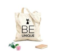 AILOONG Unbleached Canvas Tote Bag Quotes Be Unique Cat Cute 12 oz thick fabric Uses as a tool bag 25x30cm Small