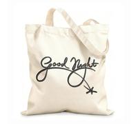 AILOONG Unbleached Canvas Tote Bag Quotes Word Phrase Good Night 12 oz thick fabric Uses as a tool bag 31x36cm Medium