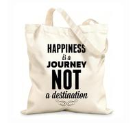 AILOONG Unbleached Canvas Tote Bag Quotes Words Happiness Is A Journey Not A Destination 12 oz thick fabric Uses as a tool bag 25x30cm Small