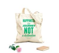 AILOONG Unbleached Canvas Tote Bag Quotes Words Happiness Is A Journey Not A Destination 340g/m² thick fabric Uses as a tool bag