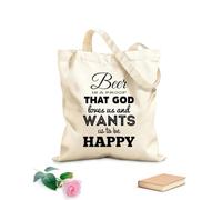 AILOONG Unbleached Canvas Tote Bag Quotes Words Inspire Beer Is A Proof That God Loves Us 12 oz thick fabric Uses as a tool bag 31x36cm Medium
