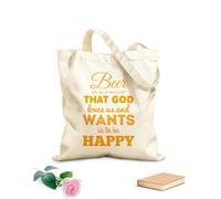AILOONG Unbleached Canvas Tote Bag Quotes Words Inspire Beer Is A Proof That God Loves Us 340g/m² thick fabric Uses as a tool bag