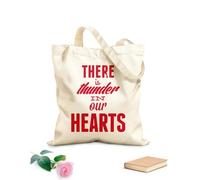 AILOONG Unbleached Canvas Tote Bag Quotes Words Inspire There is Thunder Our Hearts 340g/m² thick fabric Uses as a tool bag