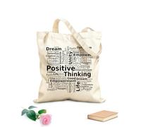 AILOONG Unbleached Canvas Tote Bag Quotes Words Letters about Positive Thinking 12 oz thick fabric Uses as a tool bag 25x30cm Small