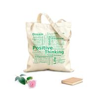 AILOONG Unbleached Canvas Tote Bag Quotes Words Letters about Positive Thinking 340g/m² thick fabric Uses as a tool bag