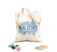 AILOONG Unbleached Canvas Tote Bag Real Estate Agency Broker Words Office Space 340g/m² thick fabric Uses as a tool bag