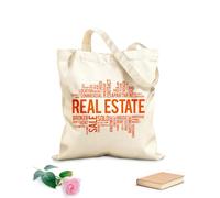 AILOONG Unbleached Canvas Tote Bag Real Estate Agency Broker Words Office Space 340g/m² thick fabric Uses as a tool bag