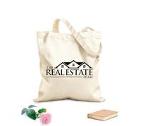 AILOONG Unbleached Canvas Tote Bag Real Estate Team Agency Broker Agent Building 12 oz thick fabric Uses as a tool bag 25x30cm Small
