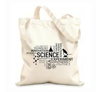 AILOONG Unbleached Canvas Tote Bag Science School Classroom Education Lab Scientist Words 12 oz thick fabric Uses as a tool bag 35x40cm Large