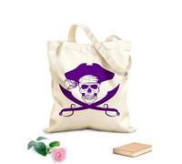 AILOONG Unbleached Canvas Tote Bag Sea Skull Pirate Skeleton Swords Nautical Style 340g/m² thick fabric Uses as a tool bag