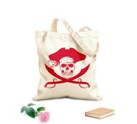 AILOONG Unbleached Canvas Tote Bag Sea Skull Pirate Skeleton Swords Nautical Style 340g/m² thick fabric Uses as a tool bag