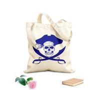 AILOONG Unbleached Canvas Tote Bag Sea Skull Pirate Skeleton Swords Nautical Style 340g/m² thick fabric Uses as a tool bag