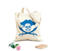 AILOONG Unbleached Canvas Tote Bag Sea Skull Pirate Skeleton Swords Nautical Style 340g/m² thick fabric Uses as a tool bag