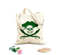 AILOONG Unbleached Canvas Tote Bag Sea Skull Pirate Skeleton Swords Nautical Style 340g/m² thick fabric Uses as a tool bag